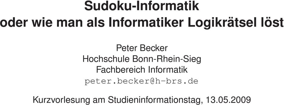 Bonn-Rhein-Sieg Fachbereich Informatik peter.