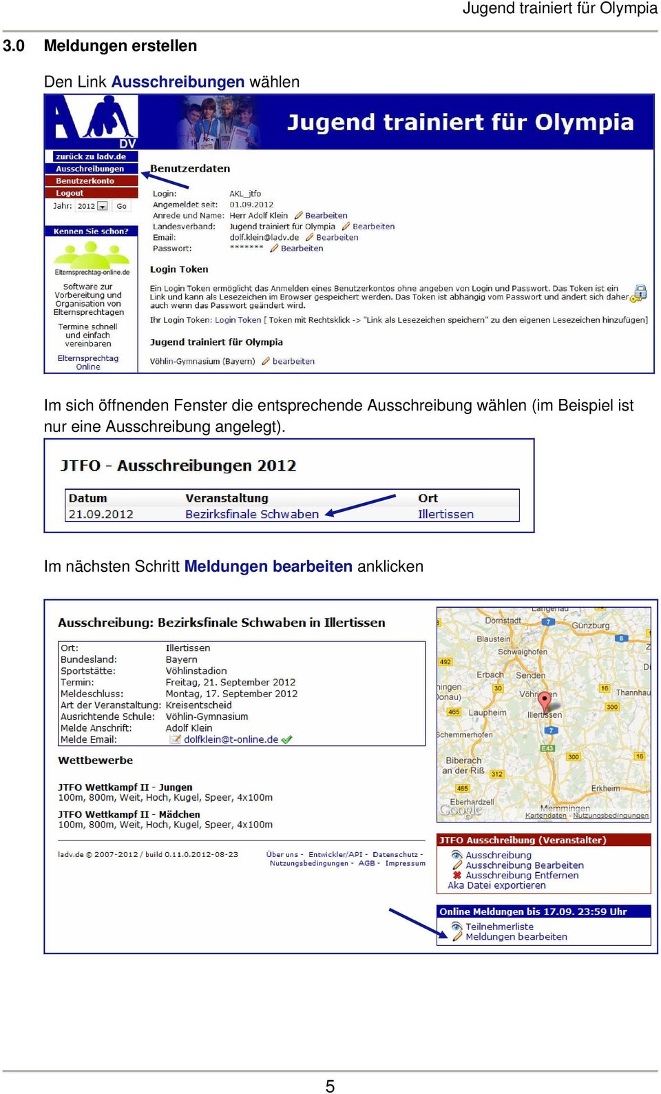 Ausschreibung wählen (im Beispiel ist nur eine