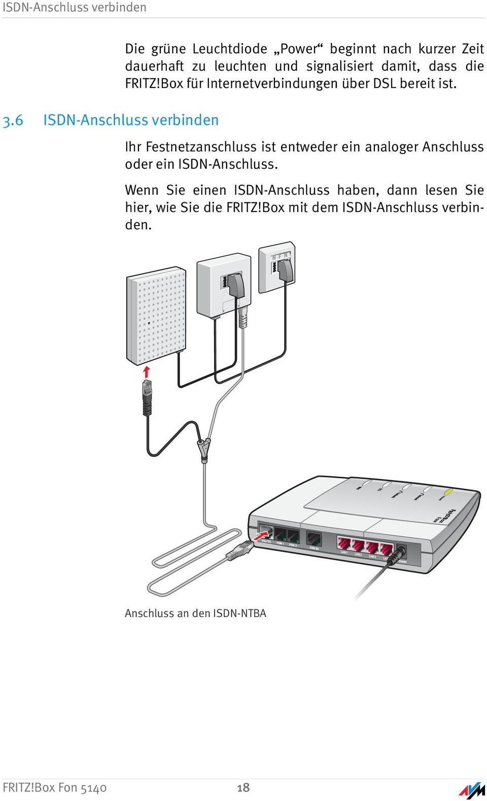 signalisiert damit, dass die FRITZ!Box für Internetverbindungen über DSL bereit ist.