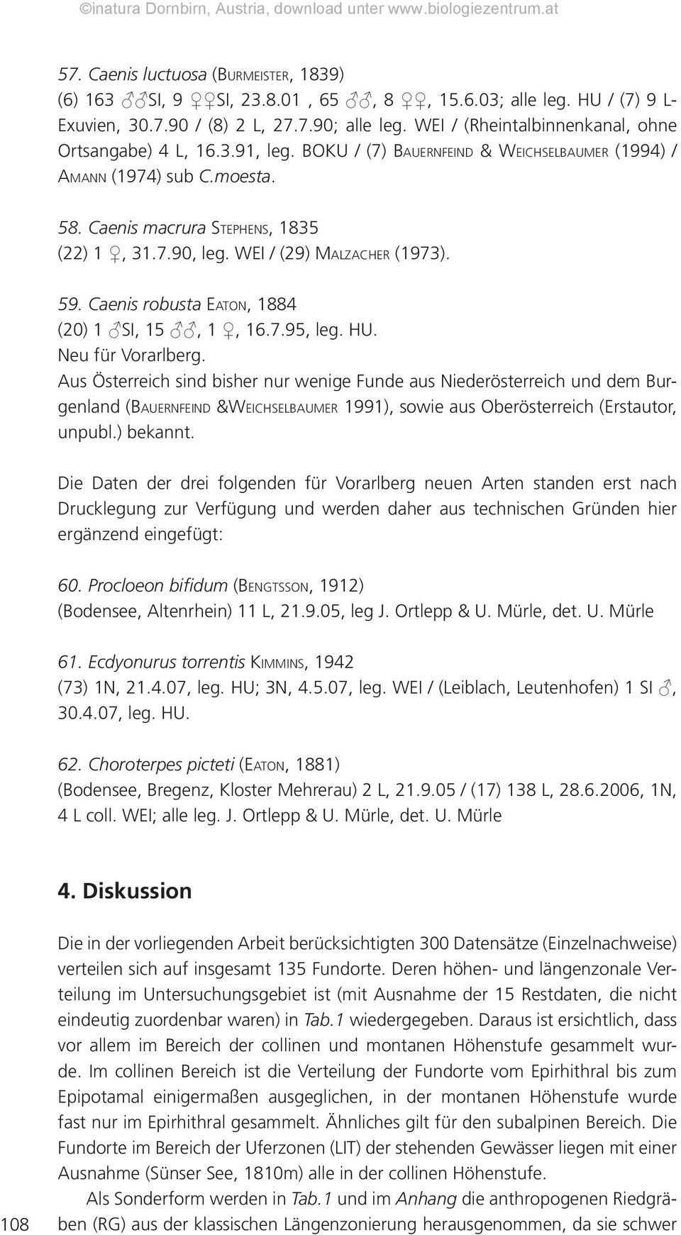 WEI / (29) MALZACHER (1973). 59. Caenis robusta EATON, 1884 (20) 1 SI, 15, 1, 16.7.95, leg. HU.