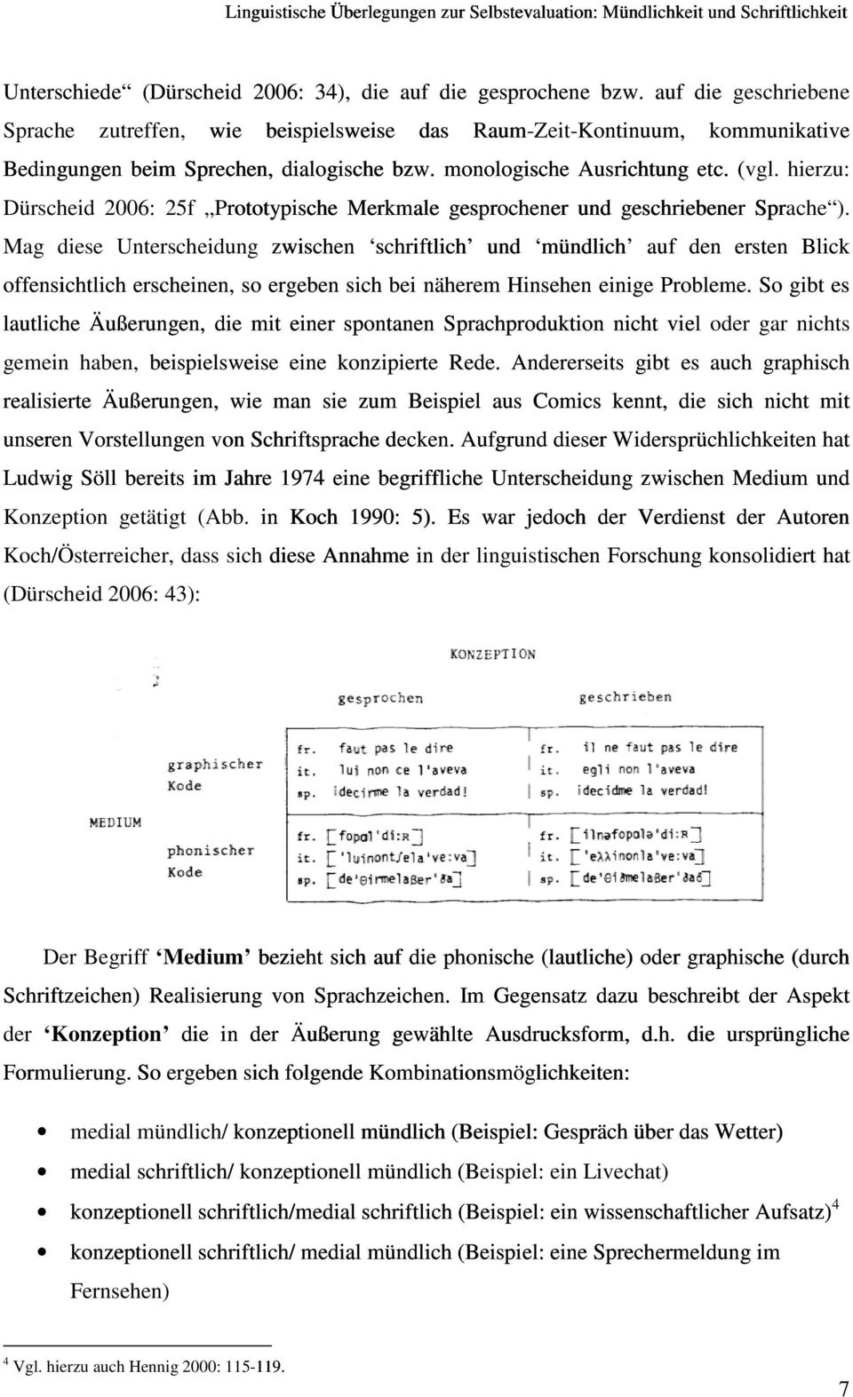 hierzu: Dürscheid 2006: 25f Prototypische Merkmale gesprochener und geschriebener Sprache ).