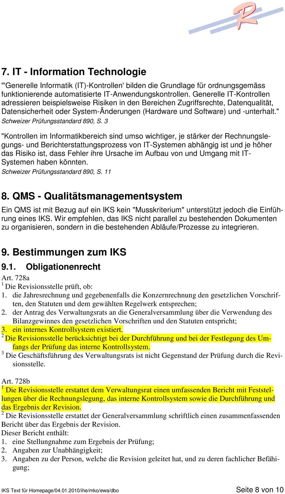 " Schweizer Prüfungsstandard 890, S.