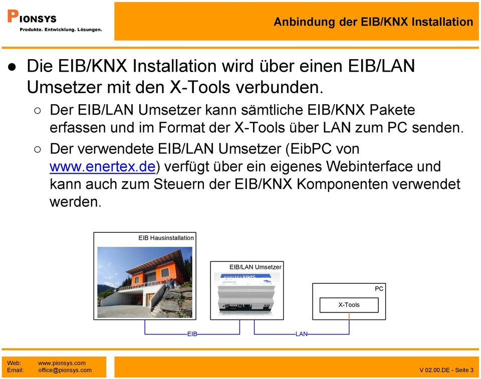 Der EIB/LAN Umsetzer kann sämtliche EIB/KNX Pakete erfassen und im Format der X-Tools über LAN zum PC senden.