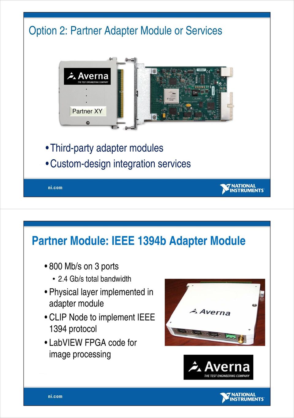Partner Module: IEEE 1394b Adapter Module 800 Mb/s on 3 ports 2.