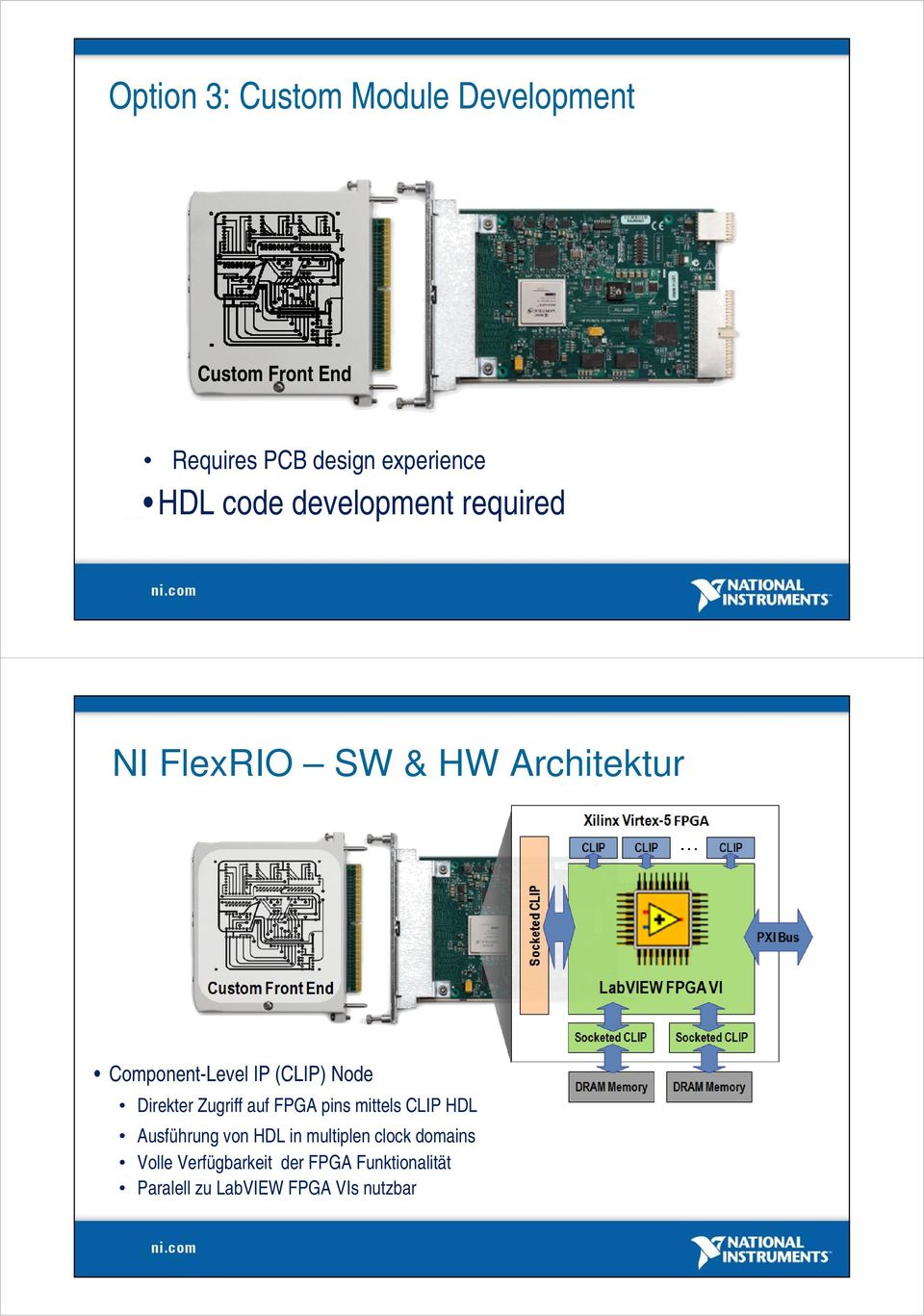 Direkter Zugriff auf FPGA pins mittels CLIP HDL Ausführung von HDL in multiplen clock