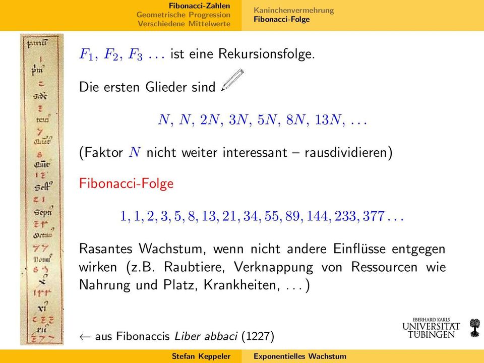 .. (Faktor N nicht weiter interessant rausdividieren) Fibonacci-Folge