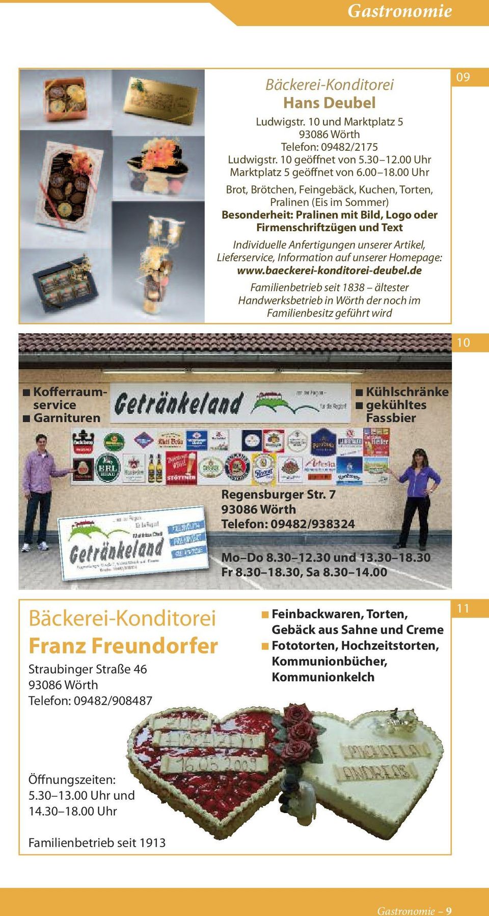 Lieferservice, Information auf unserer Homepage: www.baeckerei-konditorei-deubel.