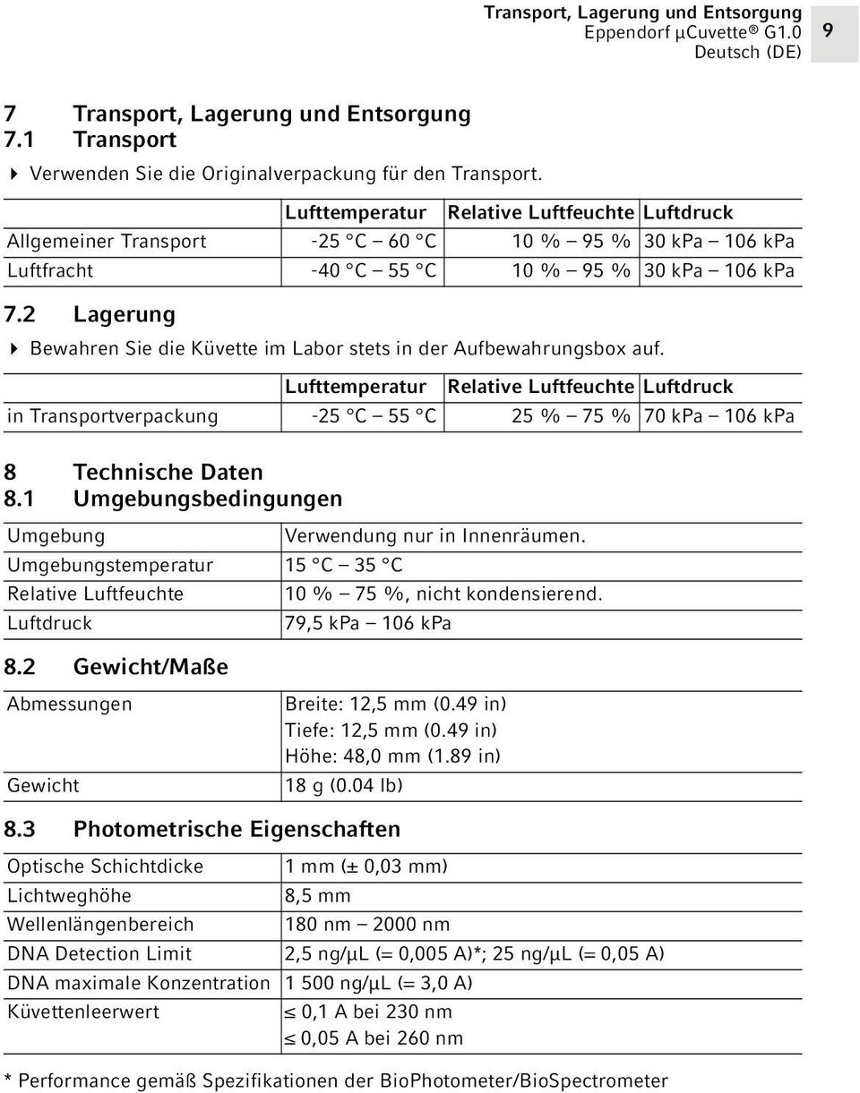 2 Lagerung Bewahren Sie die Küvette im Labor stets in der Aufbewahrungsbox auf.