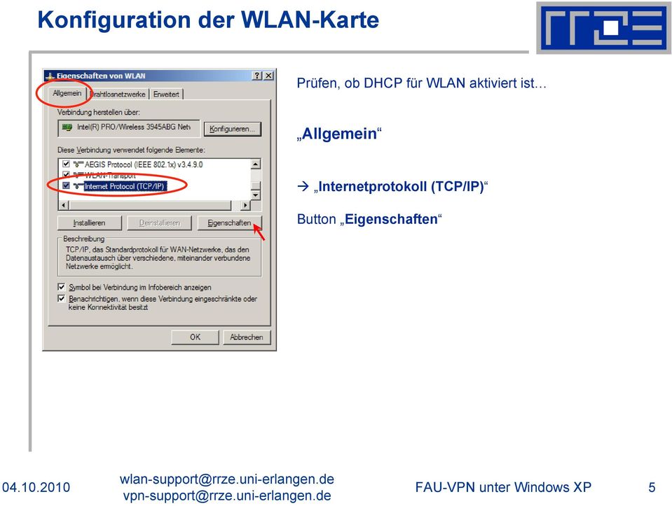 Allgemein Internetprotokoll (TCP/IP)