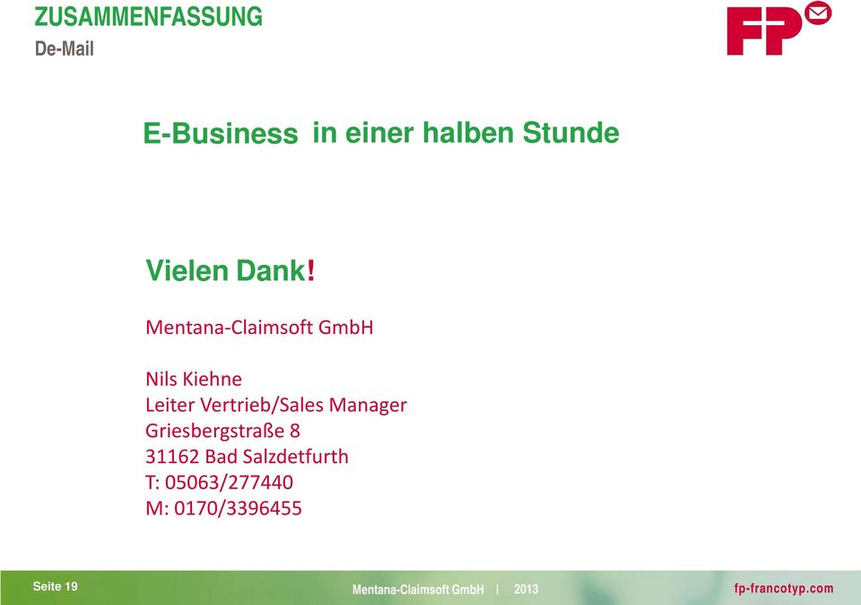 Mentana-Claimsoft GmbH Nils Kiehne Leiter Vertrieb/Sales Manager