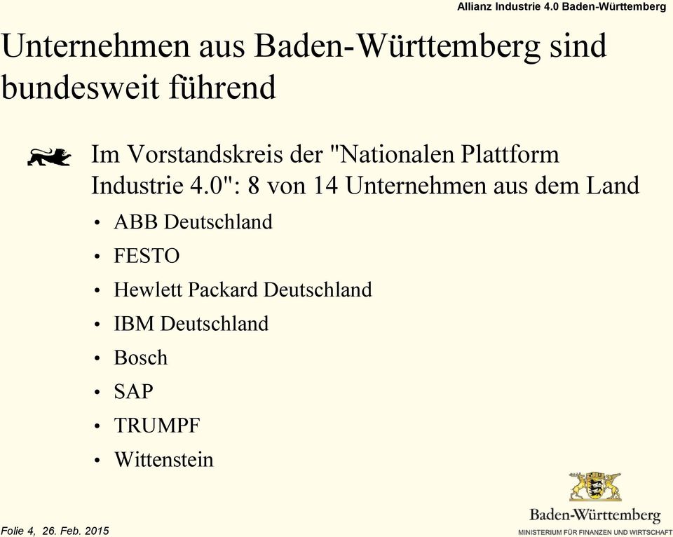 0": 8 von 14 Unternehmen aus dem Land ABB Deutschland FESTO Hewlett