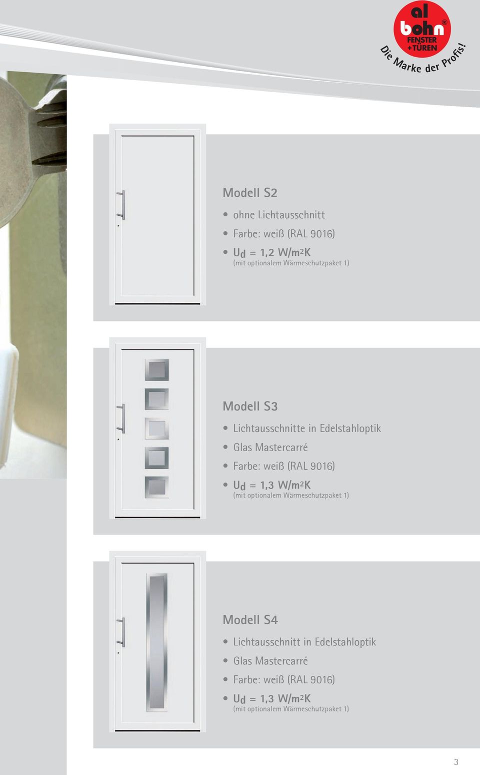 Edelstahloptik Glas Mastercarré Modell S4
