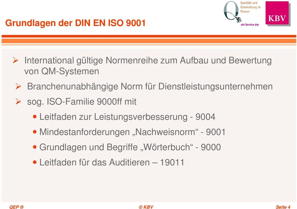 ISO-Familie 9000ff mit Leitfaden zur Leistungsverbesserung - 9004 Mindestanforderungen