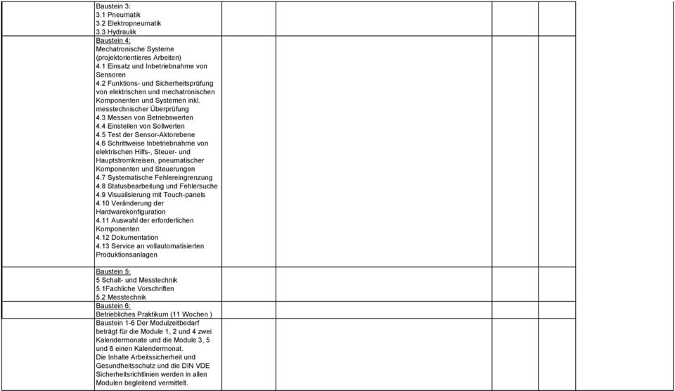 5 Test der Sensor-Aktorebene 4.6 Schrittweise Inbetriebnahme von elektrischen Hilfs-, Steuer- und Hauptstromkreisen, pneumatischer Komponenten und Steuerungen 4.7 Systematische Fehlereingrenzung 4.