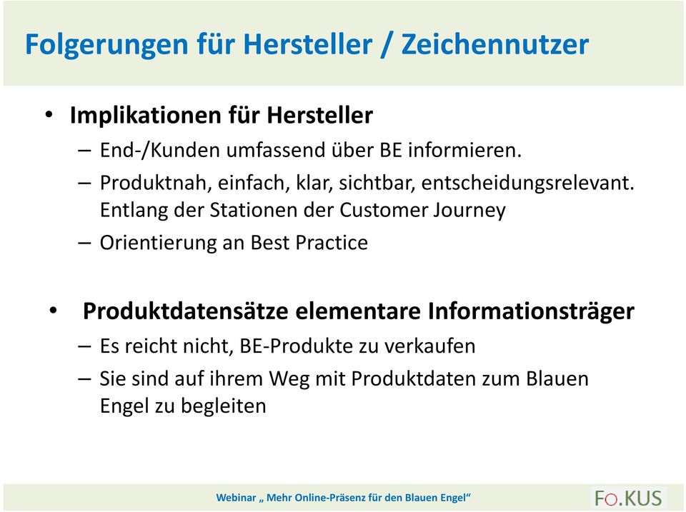 Entlang der Stationen der Customer Journey Orientierung an Best Practice Produktdatensätze elementare