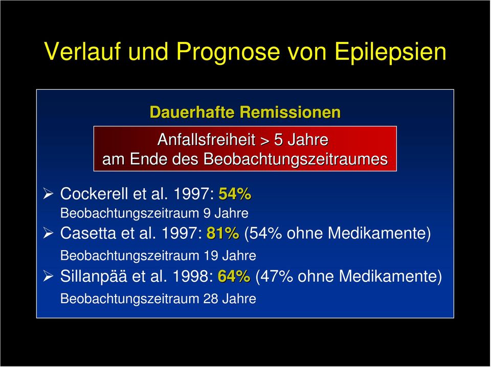 1997: 54% Beobachtungszeitraum 9 Jahre Casetta et al.