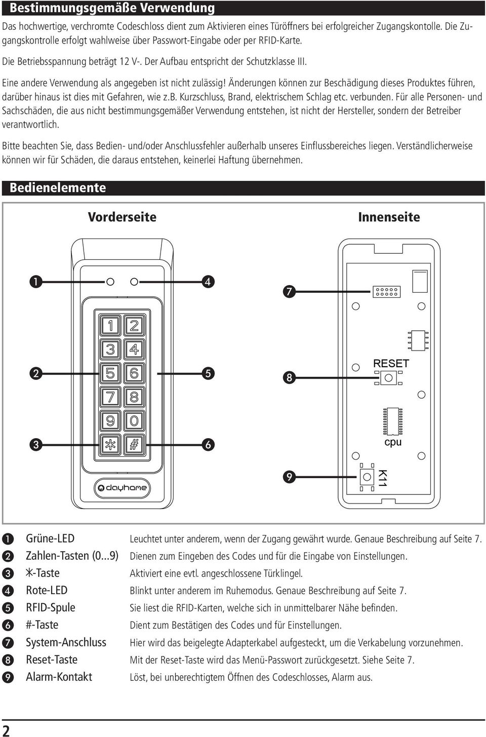 Eine andere Verwendung als angegeben ist nicht zulässig! Änderungen können zur Beschädigung dieses Produktes führen, darüber hinaus ist dies mit Gefahren, wie z.b. Kurzschluss, Brand, elektrischem Schlag etc.