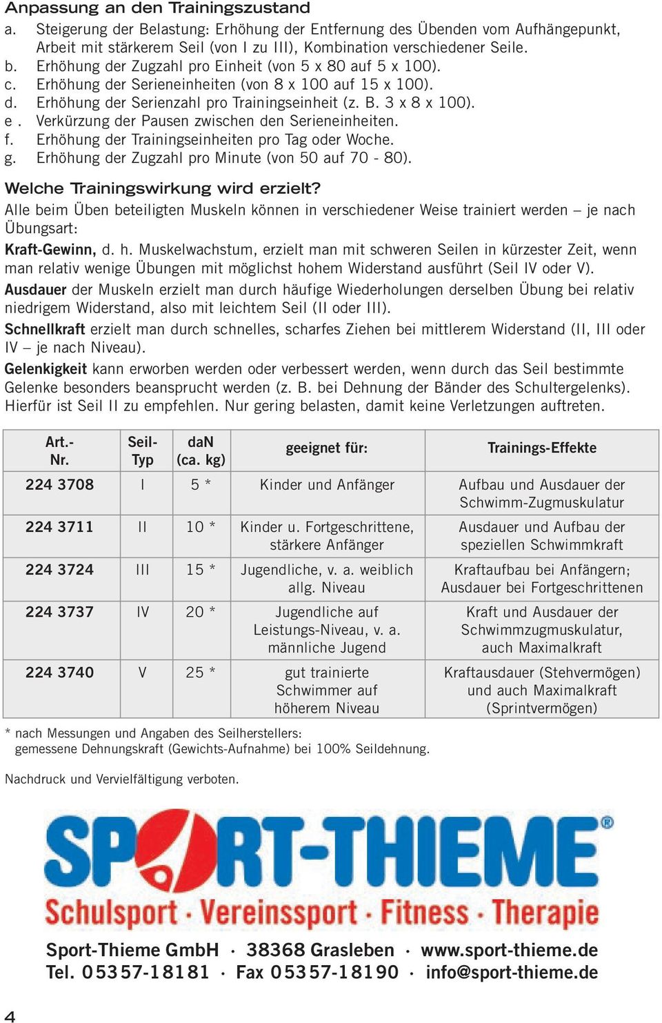 Verkürzung der Pausen zwischen den Serieneinheiten. f. Erhöhung der Trainingseinheiten pro Tag oder Woche. g. Erhöhung der Zugzahl pro Minute (von 50 auf 70-80). Welche Trainingswirkung wird erzielt?