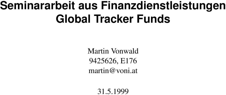 Global Tracker Funds Martin