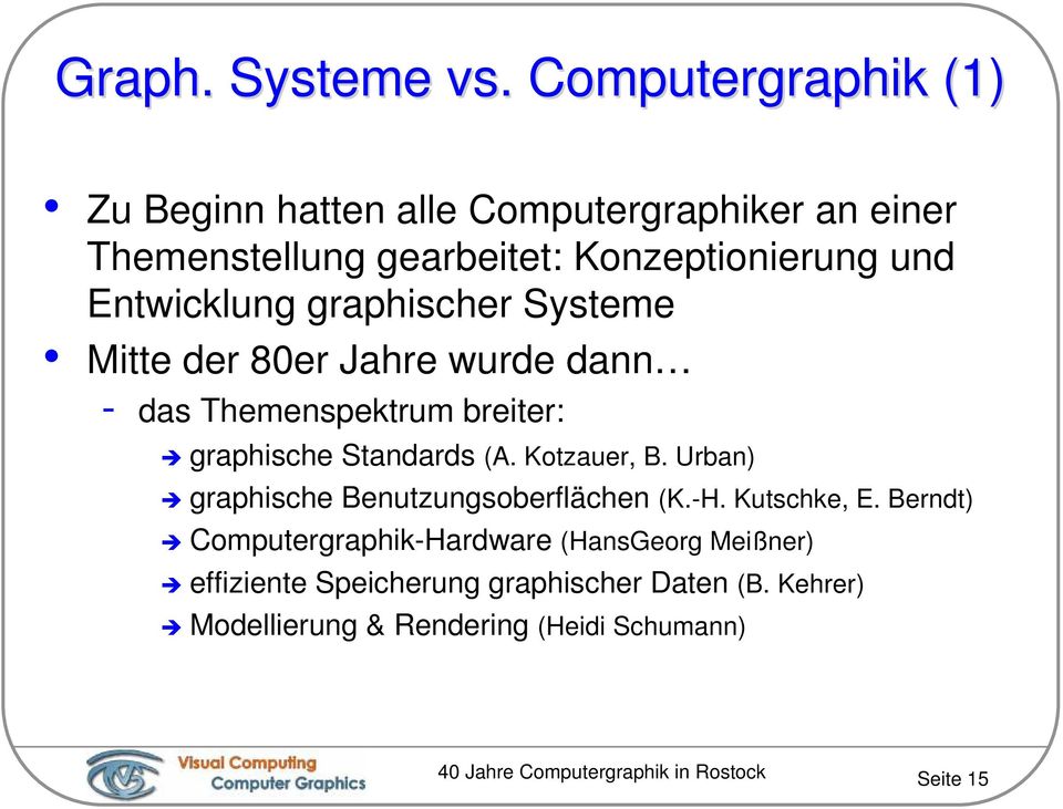 graphischer Systeme Mitte der 80er Jahre wurde dann - das Themenspektrum breiter: graphische Standards (A. Kotzauer, B.