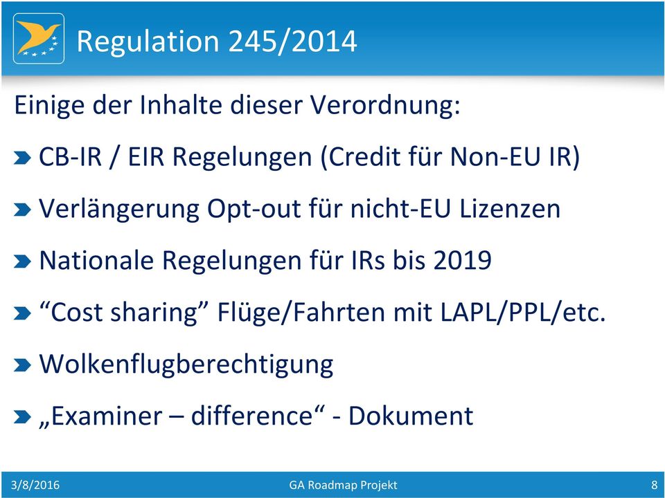 NationaleRegelungenfürIRs bis2019 Cost sharing Flüge/FahrtenmitLAPL/PPL/etc.