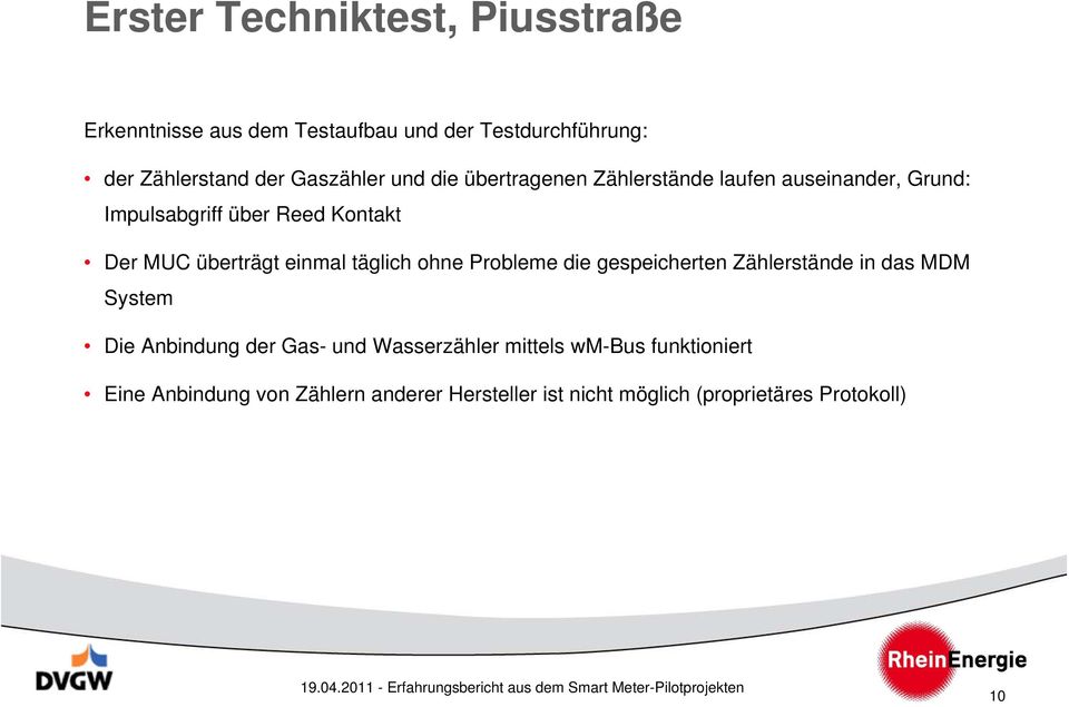 überträgt einmal täglich ohne Probleme die gespeicherten Zählerstände in das MDM System Die Anbindung der Gas- und