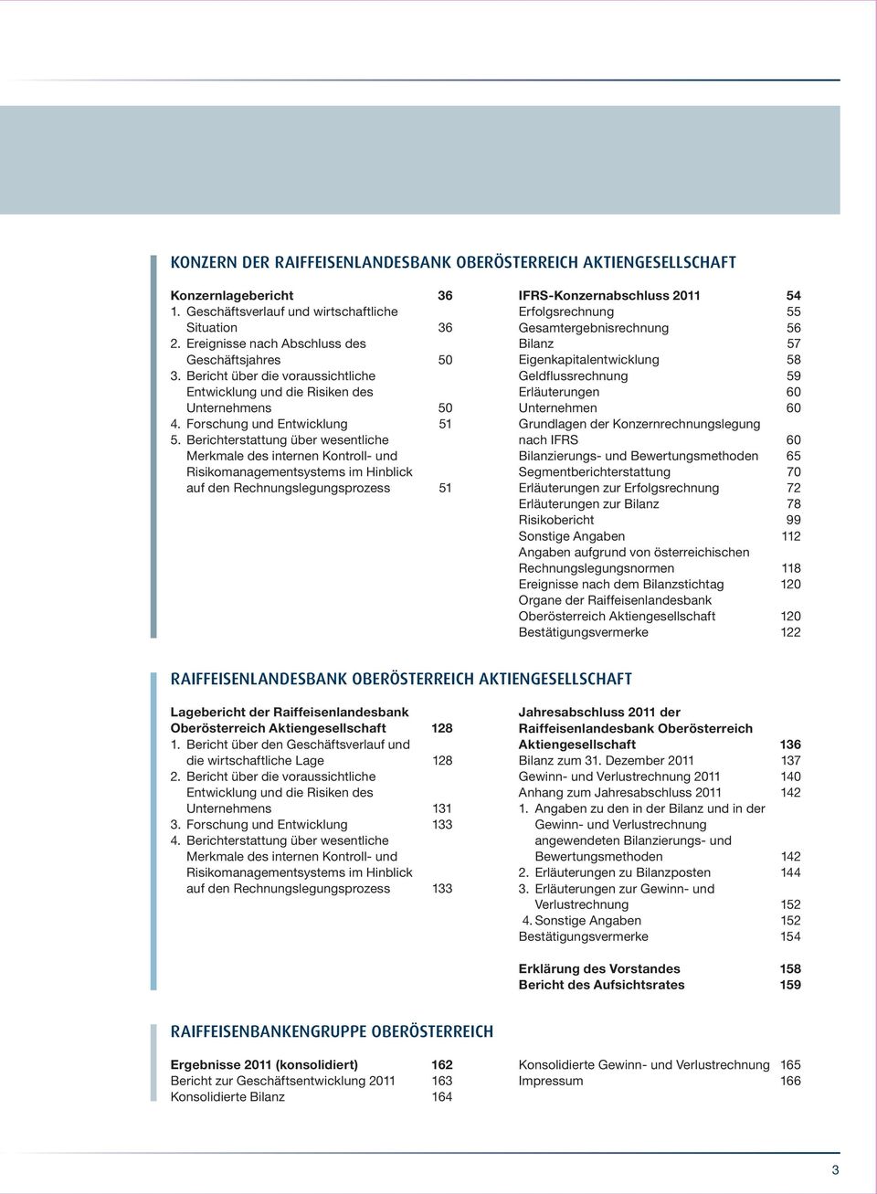 Berichterstattung über wesentliche Merkmale des internen Kontroll- und Risikomanagementsystems im Hinblick auf den Rechnungslegungsprozess 51 IFRS-Konzernabschluss 2011 54 Erfolgsrechnung 55