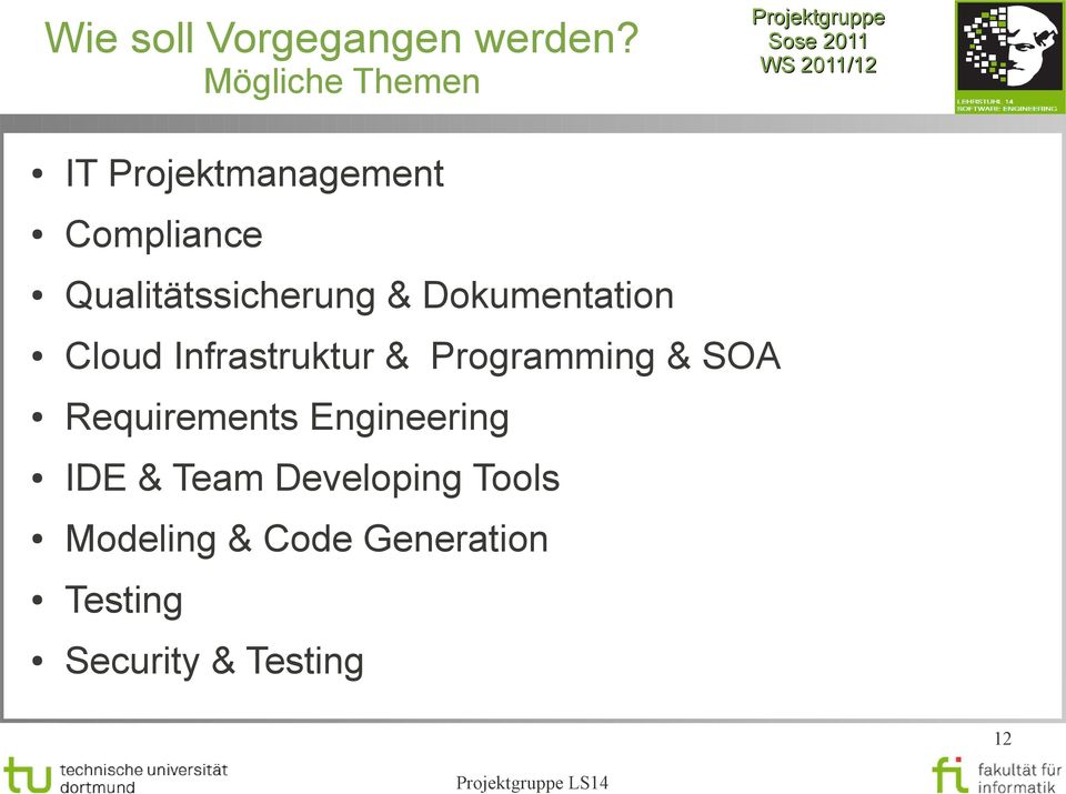 Programming & SOA Requirements Engineering IDE & Team