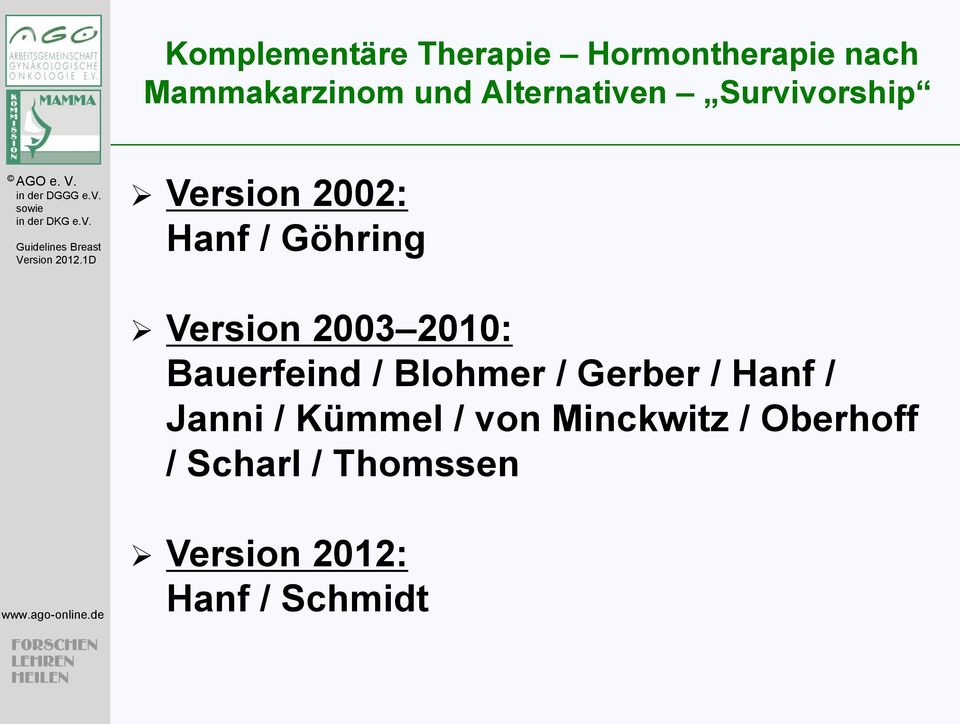2003 2010: Bauerfeind / Blohmer / Gerber / Hanf / Janni / Kümmel