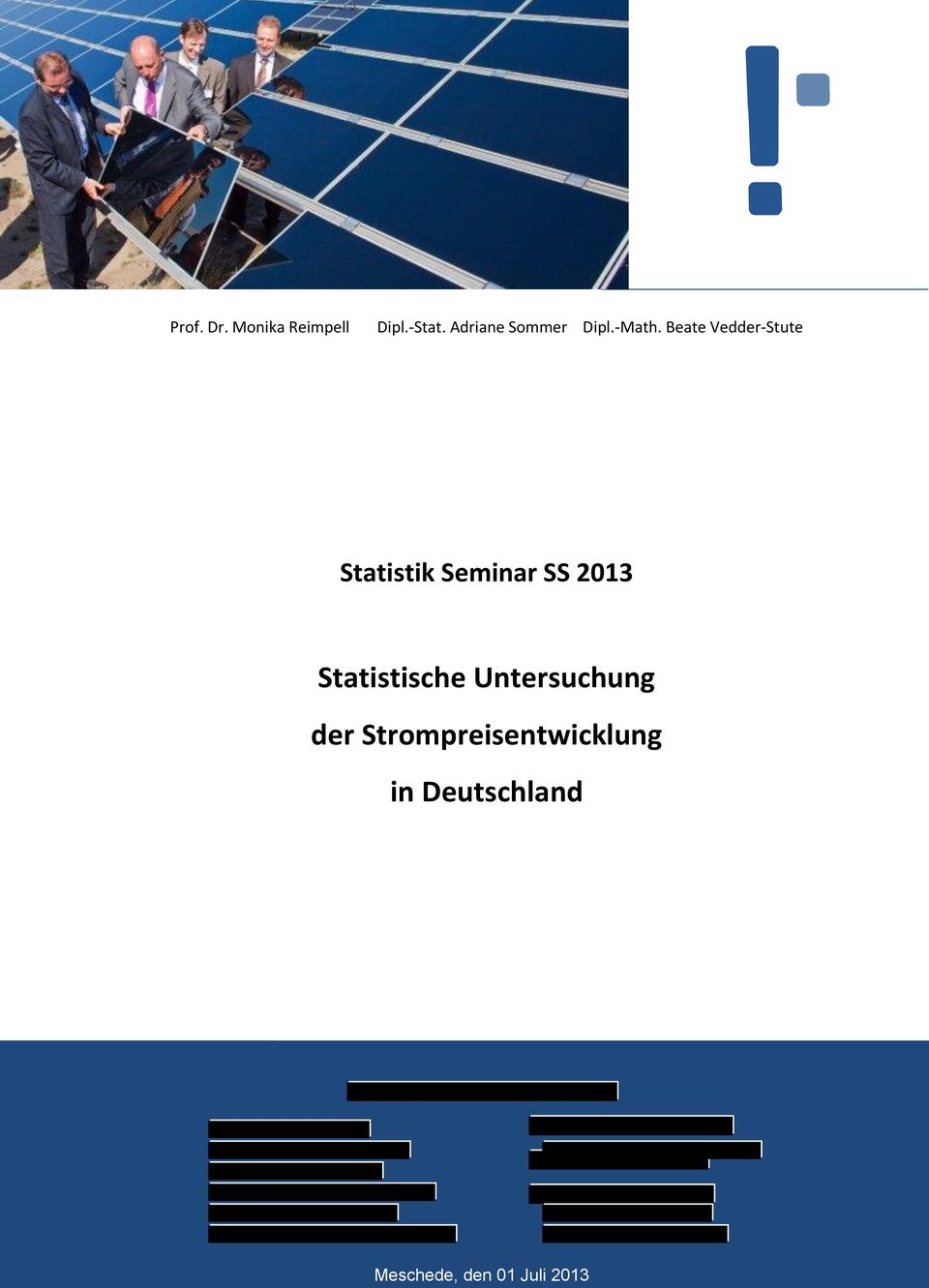 Beate Vedder-Stute Statistik Seminar SS 2013
