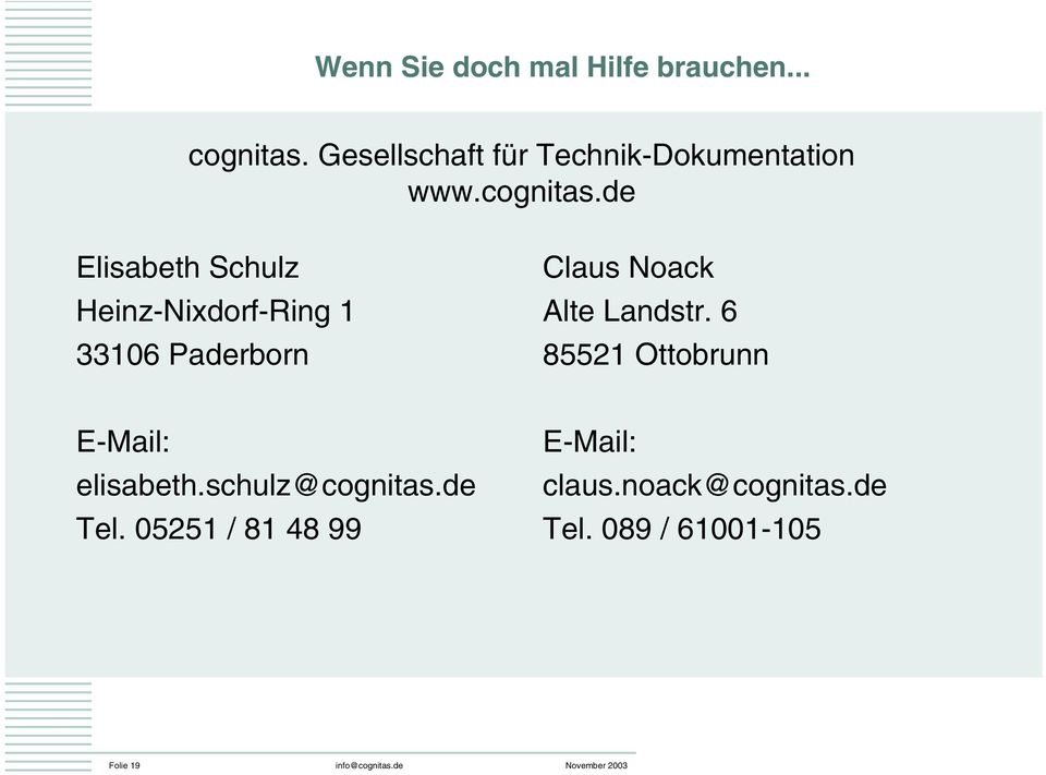 de Elisabeth Schulz Heinz-Nixdorf-Ring 1 33106 Paderborn Claus Noack Alte Landstr.