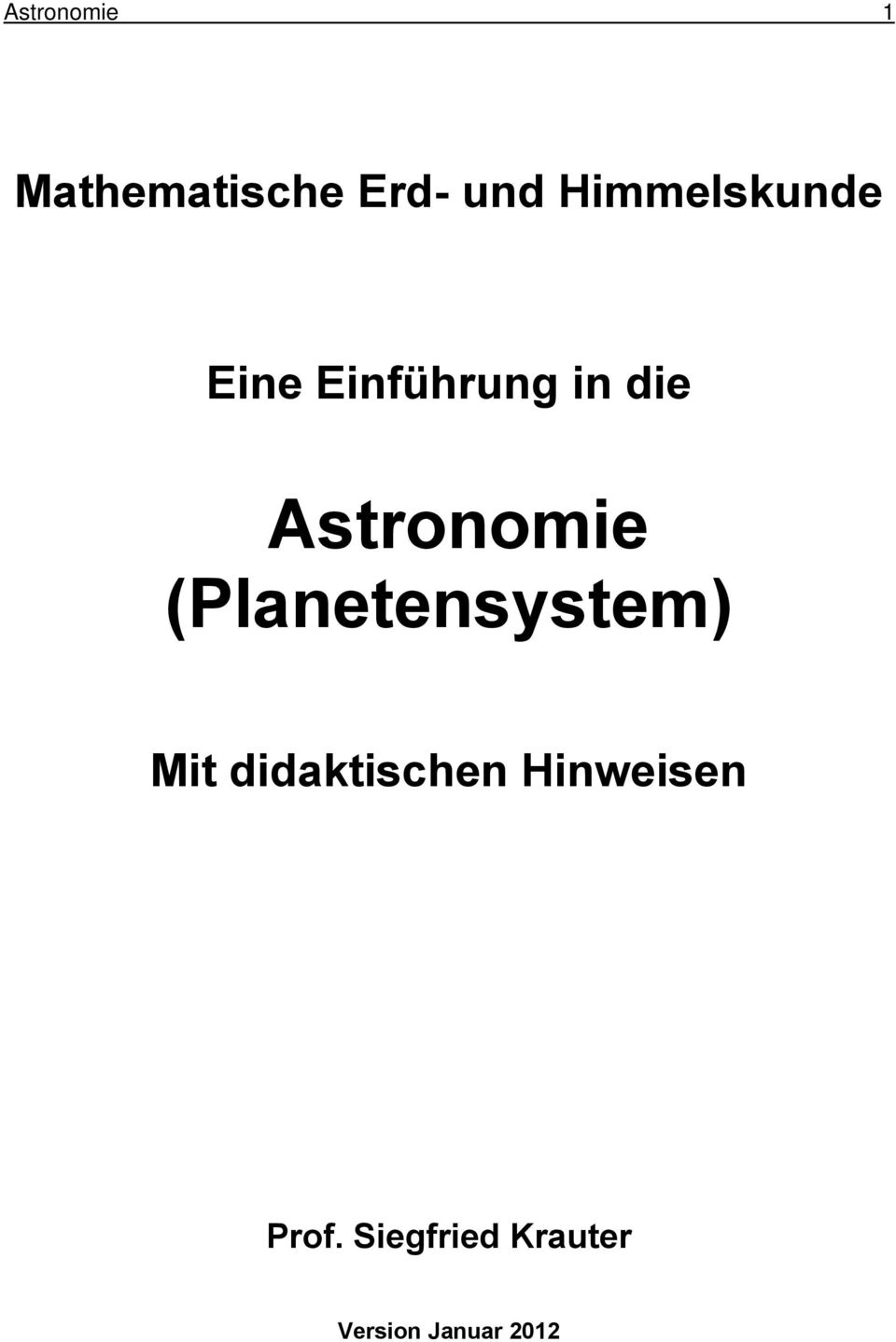 Astronomie (Planetensystem) Mit