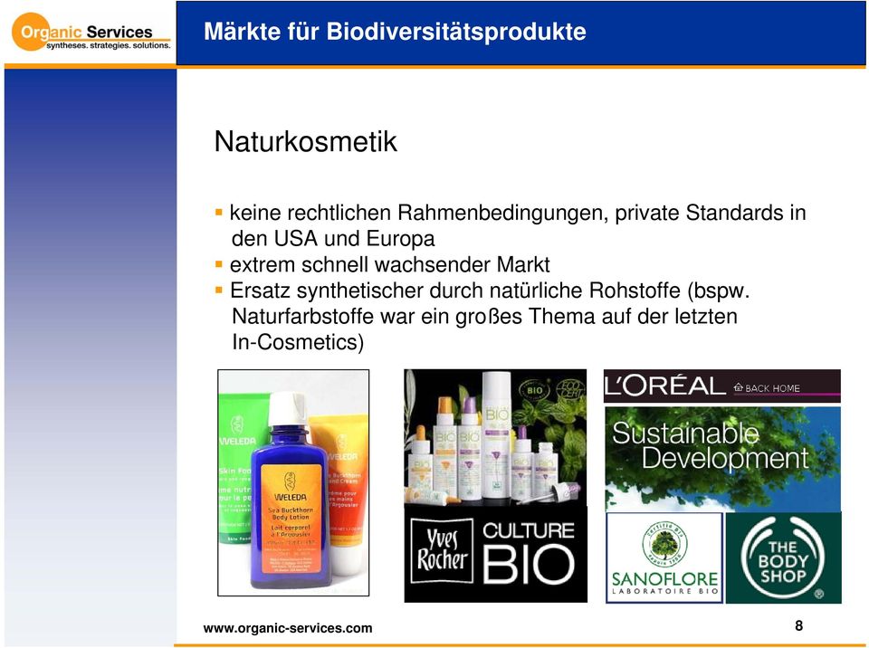 Markt Ersatz synthetischer durch natürliche Rohstoffe (bspw.