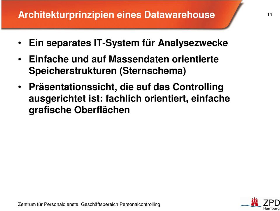 Speicherstrukturen (Sternschema) Präsentationssicht, die auf das