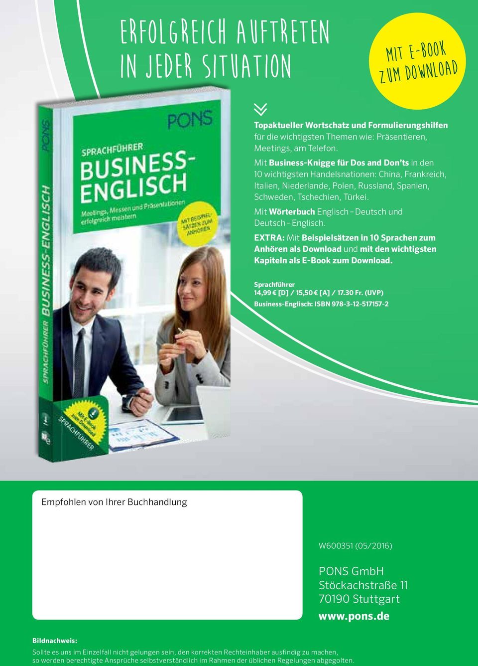 Mit Wörterbuch Englisch Deutsch und Deutsch Englisch. Extra: Mit Beispielsätzen in 10 Sprachen zum Anhören als Download und mit den wichtigsten Kapiteln als E-Book zum Download.