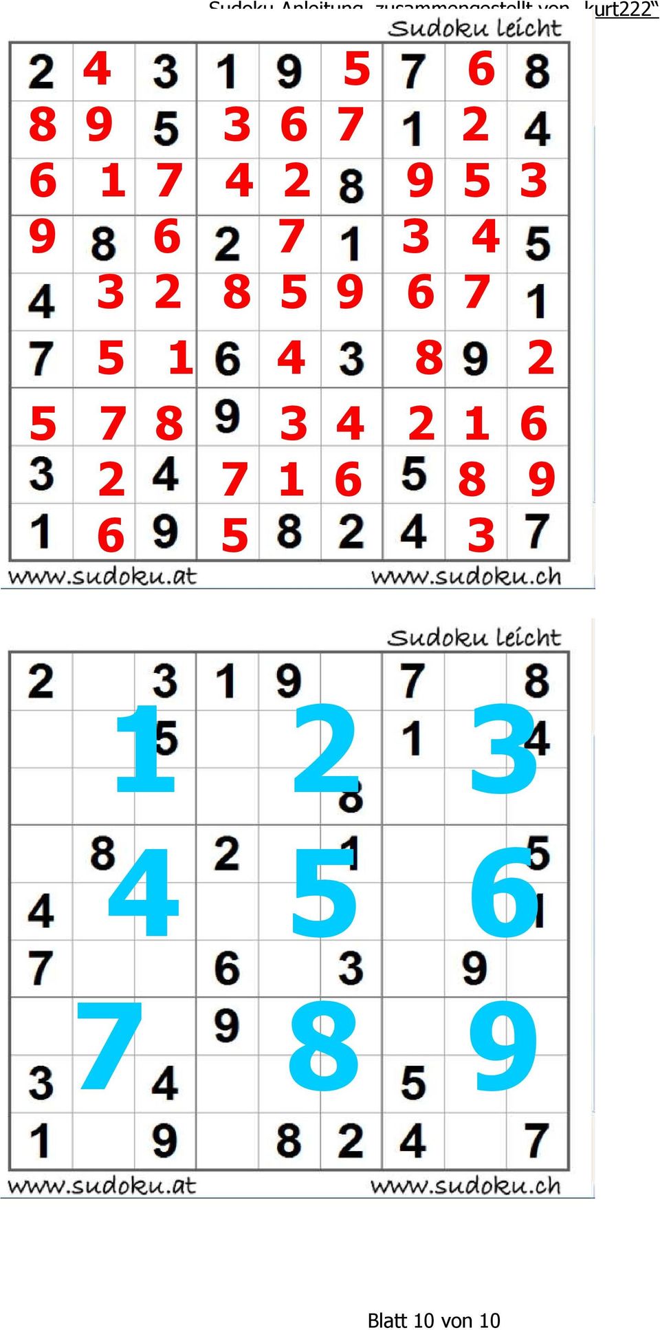 Sudoku - Anleitung. ...und seine Lösung - PDF Kostenfreier Download