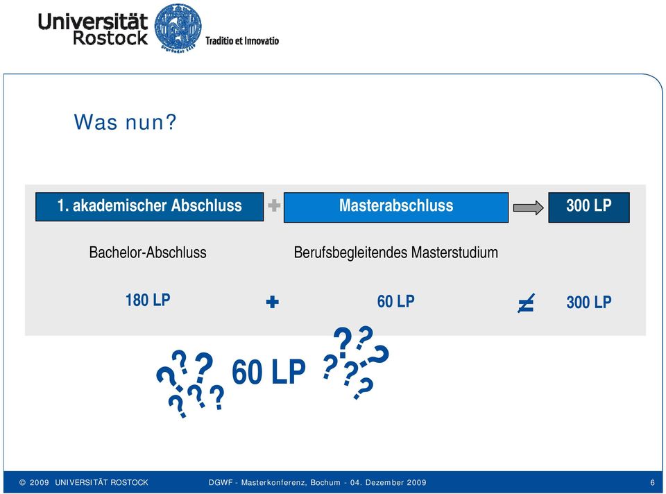 300 LP Bachelor-Abschluss 180 LP