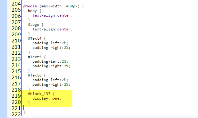 Fügen Sie nun folgenden CSS-Code hinzu: #block_137 { display:none; } Achten Sie darauf, dass die geschwungene Klammer den Befehl schliesst.