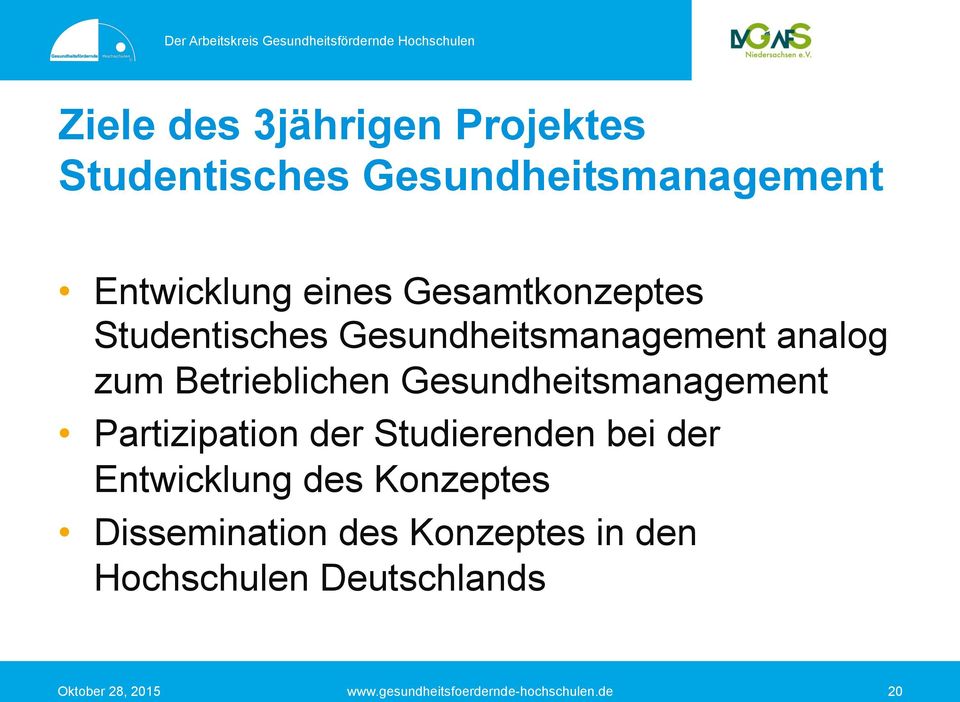 Gesundheitsmanagement Partizipation der Studierenden bei der Entwicklung des Konzeptes