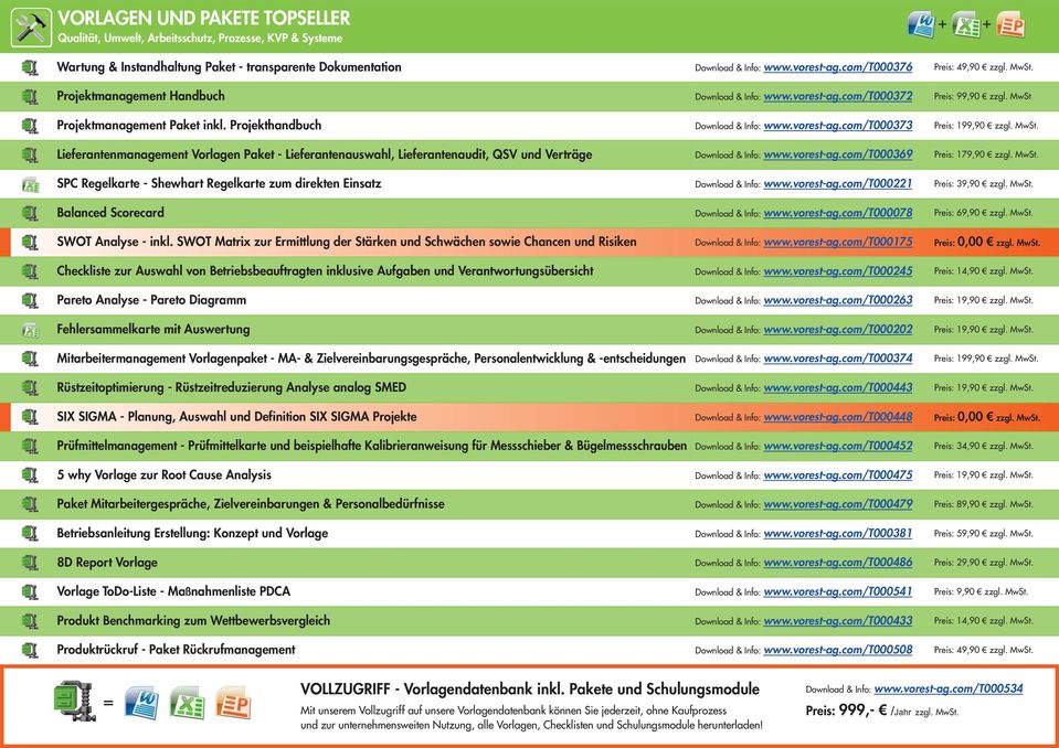 vorest-ag.com/t000373 Preis: 199,90 zzgl. MwSt. Lieferantenmanagement Vorlagen Paket - Lieferantenauswahl, Lieferantenaudit, QSV und Verträge Download & Info: www.vorest-ag.com/t000369 Preis: 179,90 zzgl.