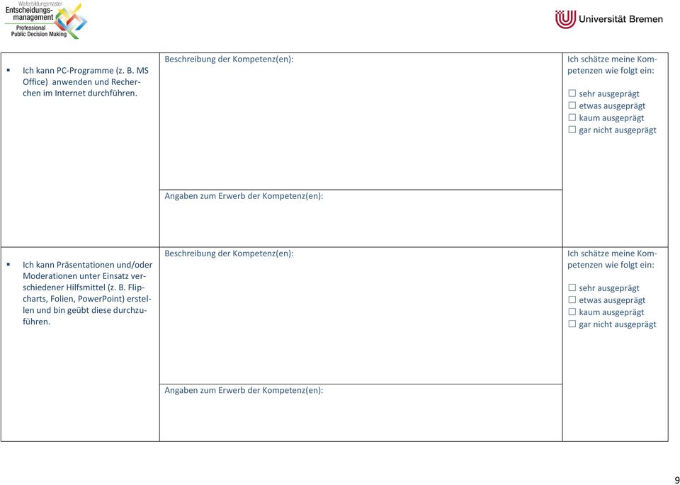 Ich kann Präsentationen und/oder Moderationen unter Einsatz