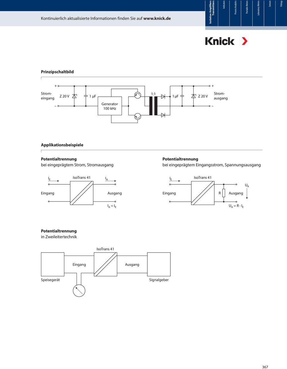 Fittings Prinzipschaltbild Stromeingang Z 20 V 1 µf Generator 100 khz 1:1 1 µf Z 20 V Stromausgang