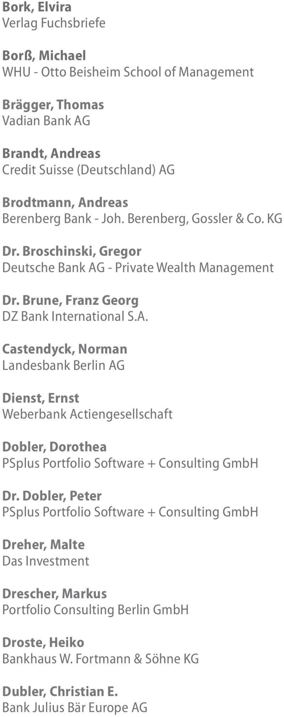 - Private Wealth Management Dr. Brune, Franz Georg DZ Bank International S.A.