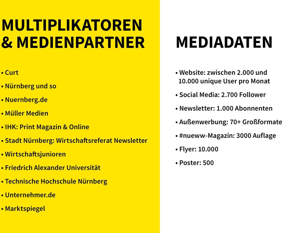 Friedrich Alexander Universität Website: zwischen 2.000 und 10.000 unique User pro Monat Social Media: 2.