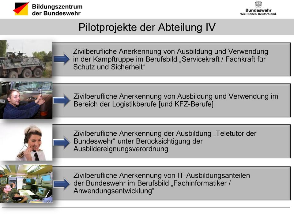 Logistikberufe [und KFZ-Berufe] Zivilberufliche Anerkennung der Ausbildung Teletutor der Bundeswehr unter Berücksichtigung der