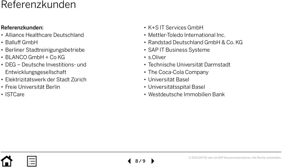 K+S IT Services GmbH Mettler-Toledo International Inc. Randstad Deutschland GmbH & Co. KG SAP IT Business Systeme s.