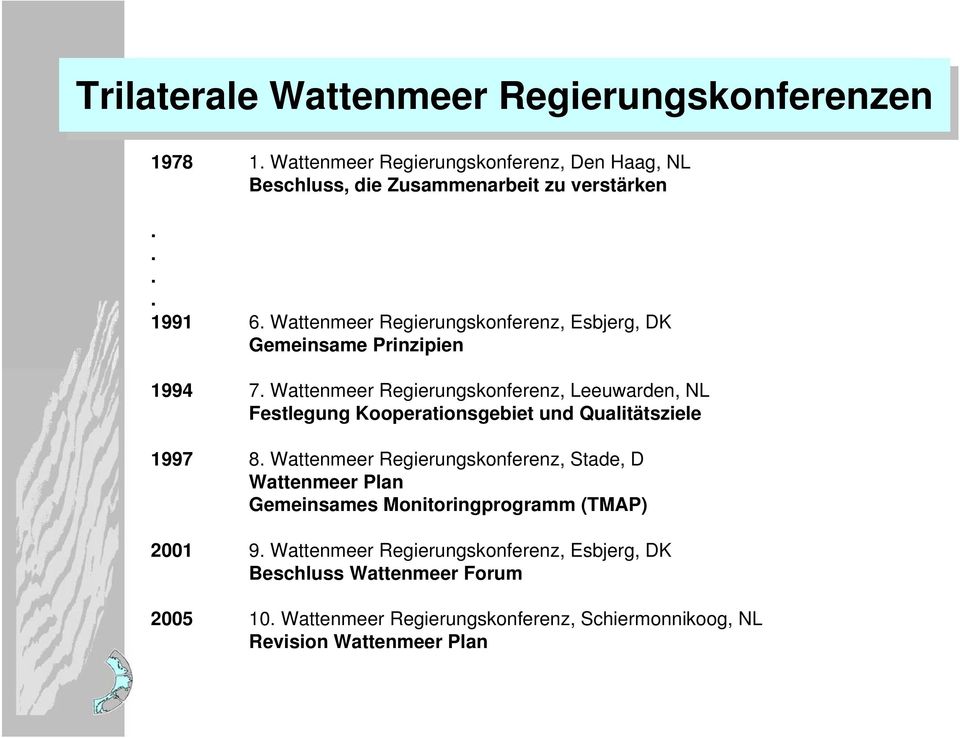 Wattenmeer Regierungskonferenz, Esbjerg, DK Gemeinsame Prinzipien 1994 7.