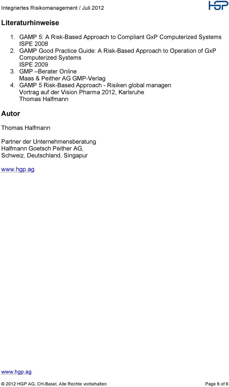 GMP Berater Online Maas & Peither AG GMP-Verlag 4.