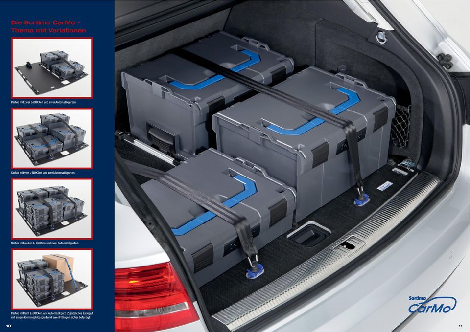 CarMo mit sieben L-BOXXen und zwei Automatikgurten.
