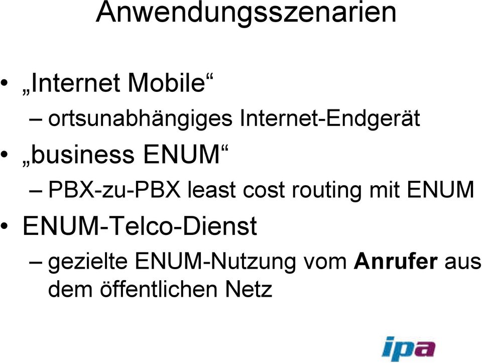 PBX-zu-PBX least cost routing mit ENUM
